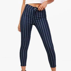 Boohoo Petite Luci Pinstripe Stretch Jeans